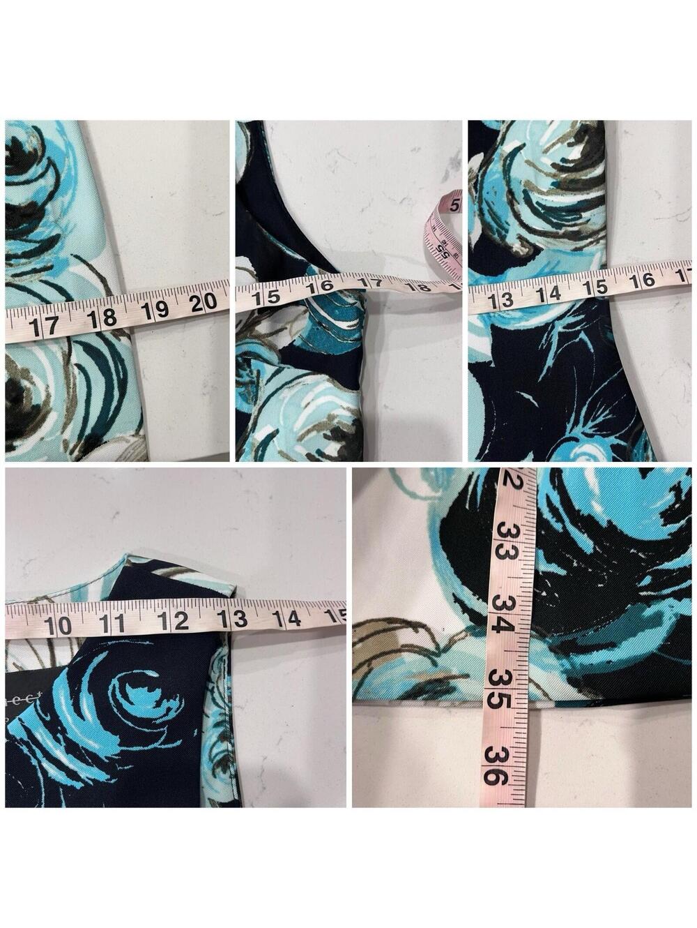 Vintage Connected Apparel Blue Floral Sheath Dress Size 8 Sleeveless Career - Picture 6 of 9
